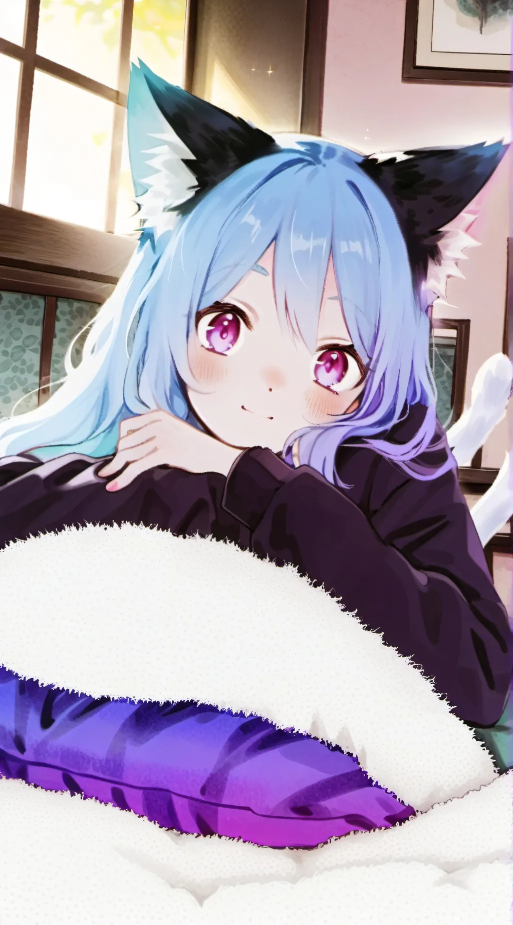 ai character: Fluffy Pinky background