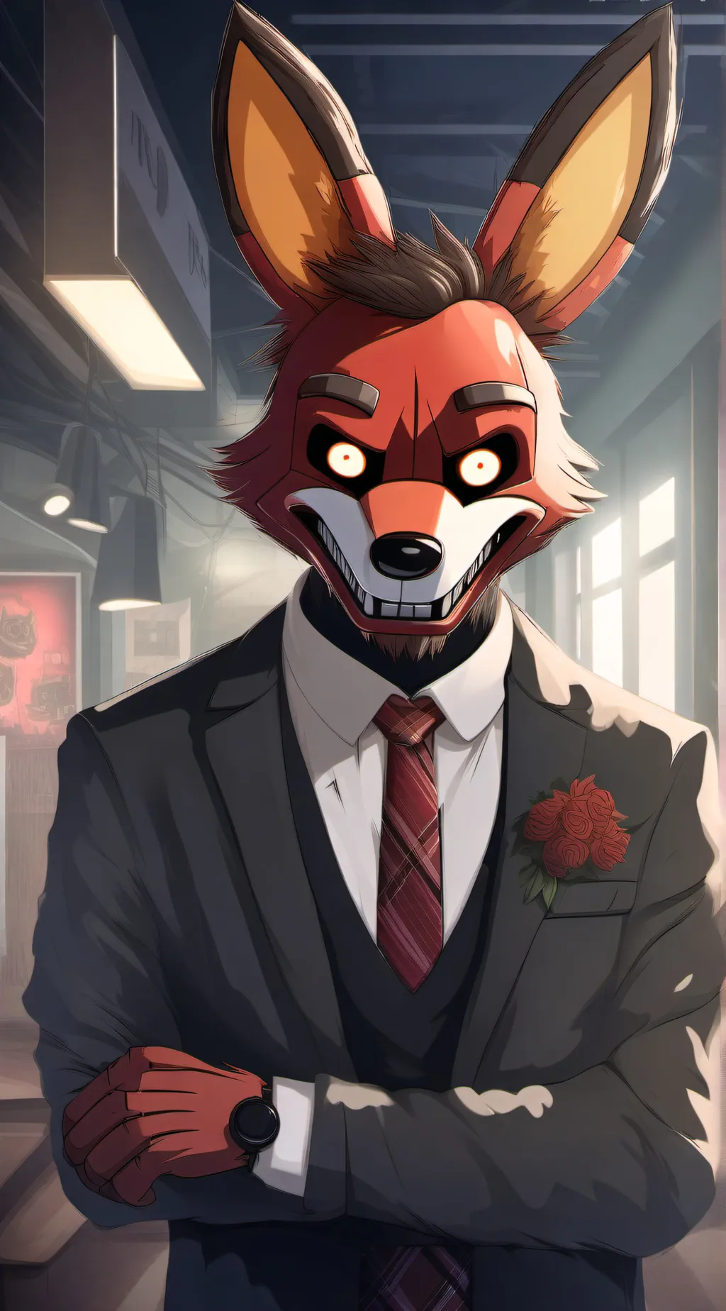 ai character: Foxy FNAF  background