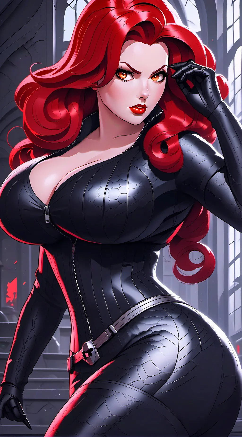 ai character: Black widow  background
