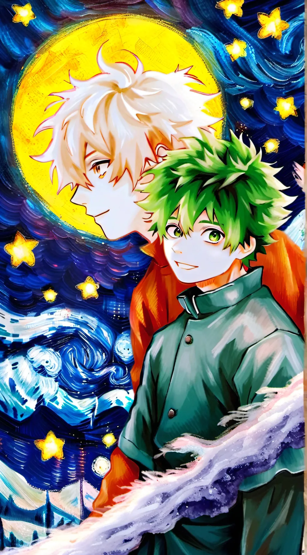 ai character: deku y bakugo  background