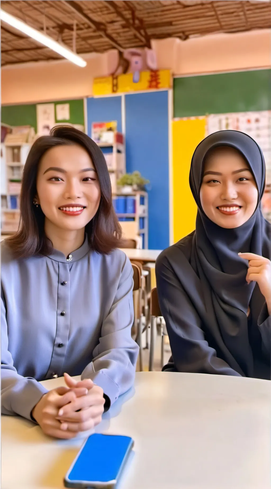 ai character: Ms Wendy & Cik Ain background