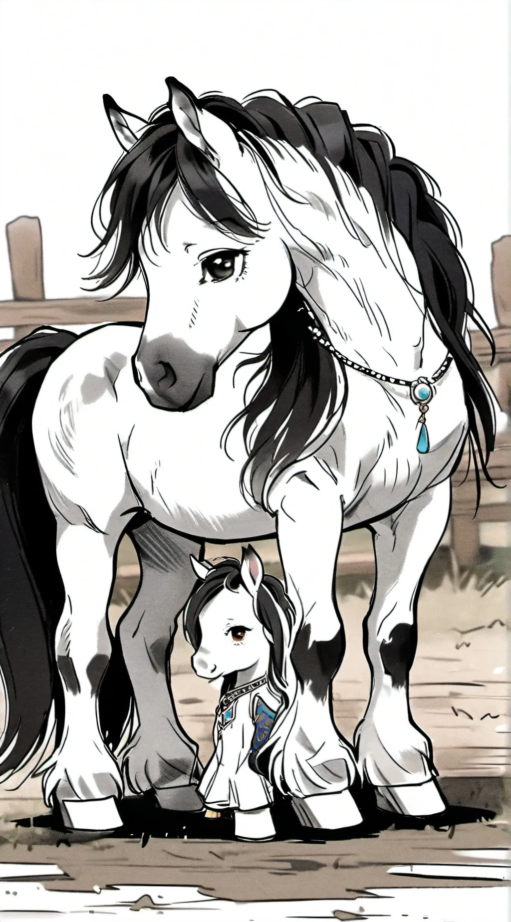 ai character: horse stable background