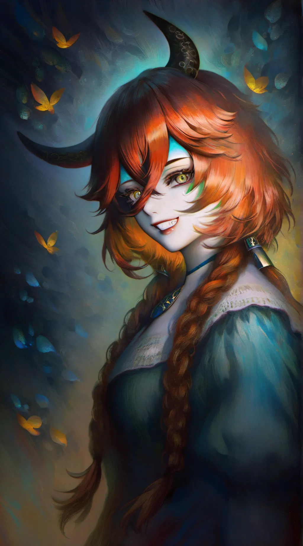 ai character: Demon-Human girl background