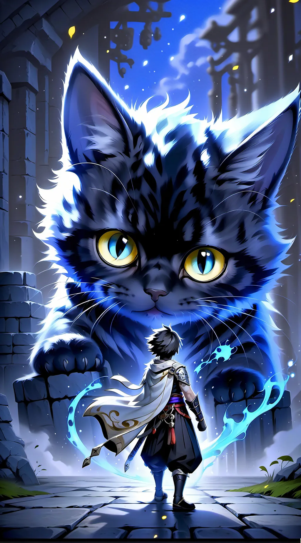 ai character: Sukuna / cat background