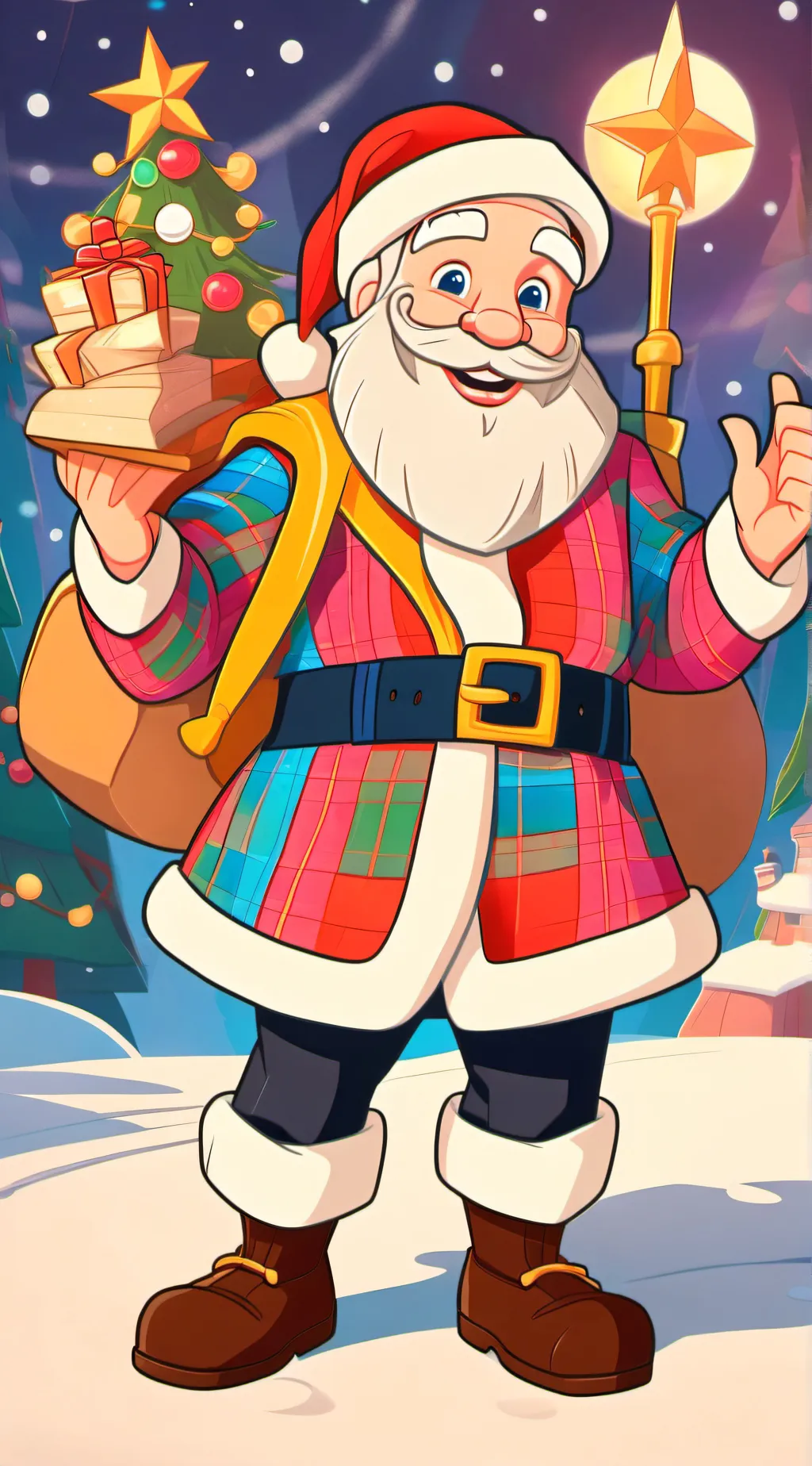 ai character:  🎄 🎁 santa 🎁 🎄 background