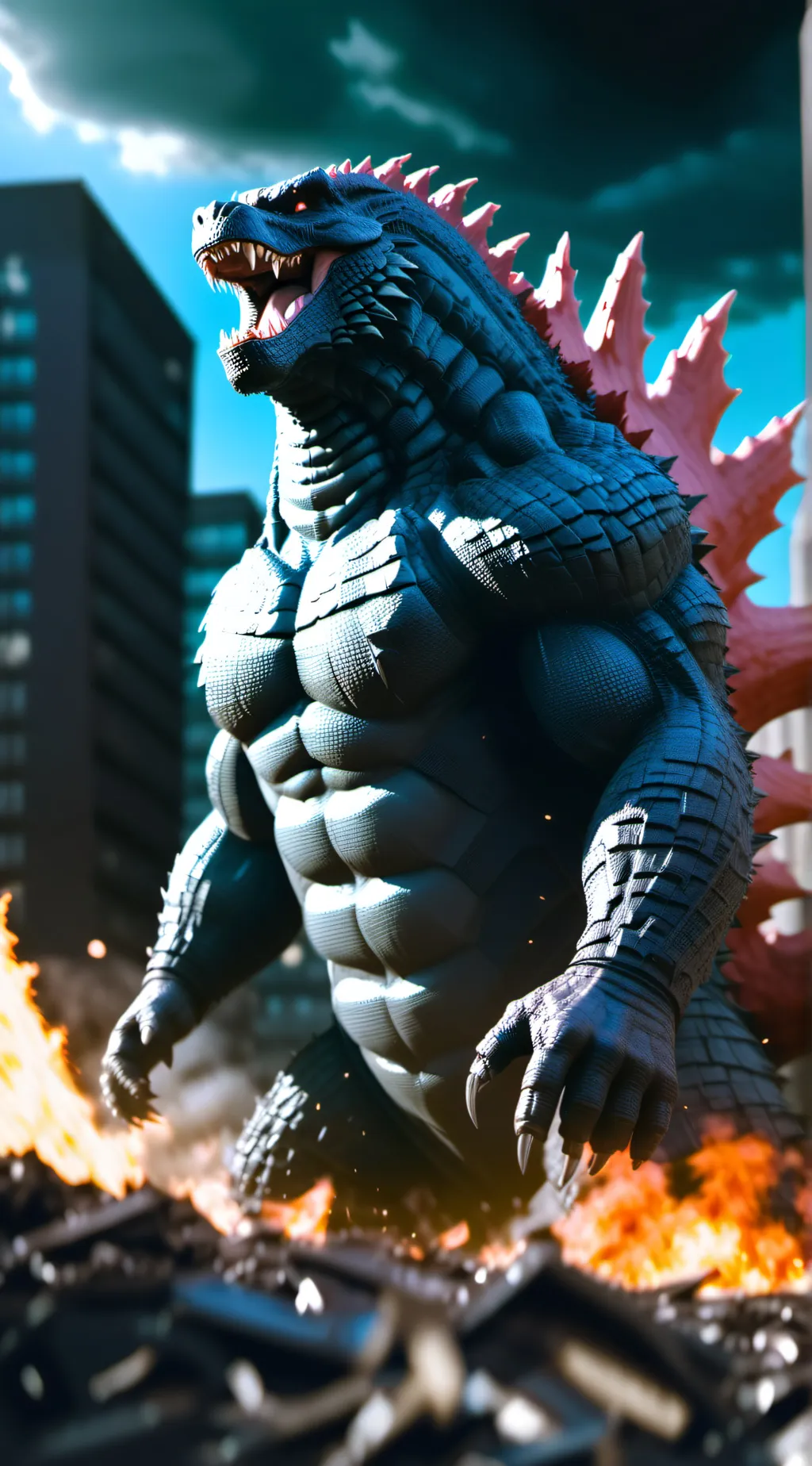 ai character: godzilla background