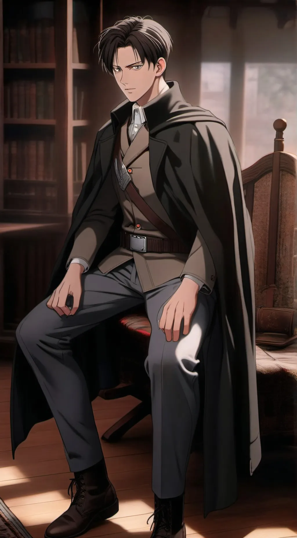 ai character: Levi Ackerman  background