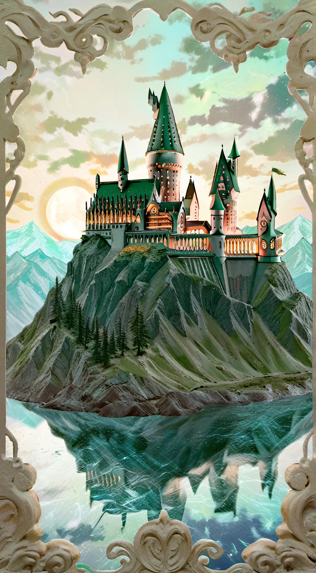 ai character: Hogwarts Christmas background