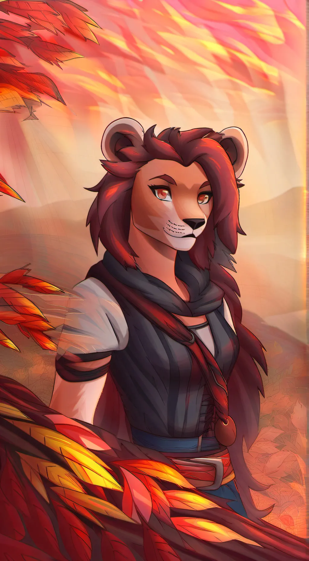 ai character: Autumn Lioness  background