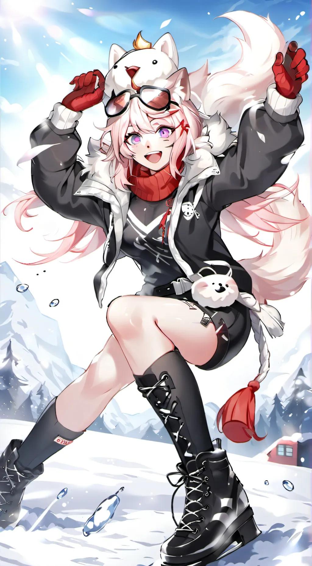 ai character: HH ice-skating  background