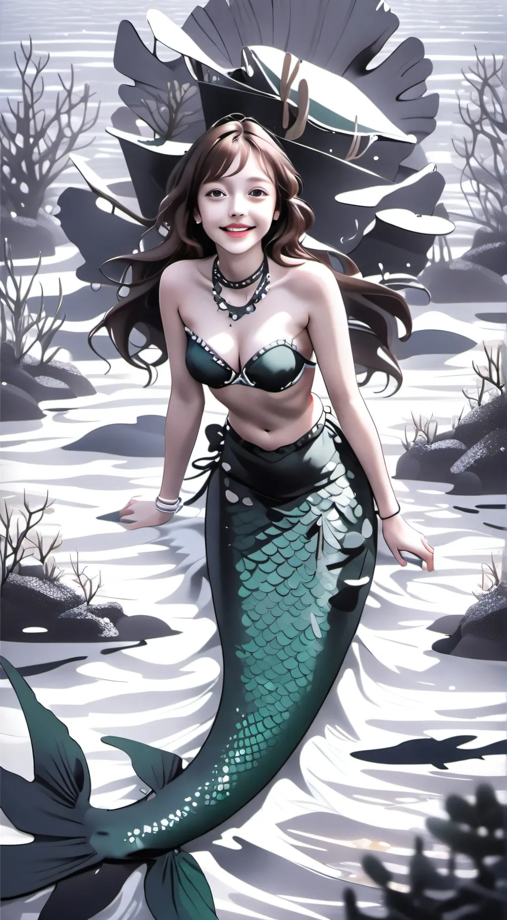 ai character: megan the mermaid background