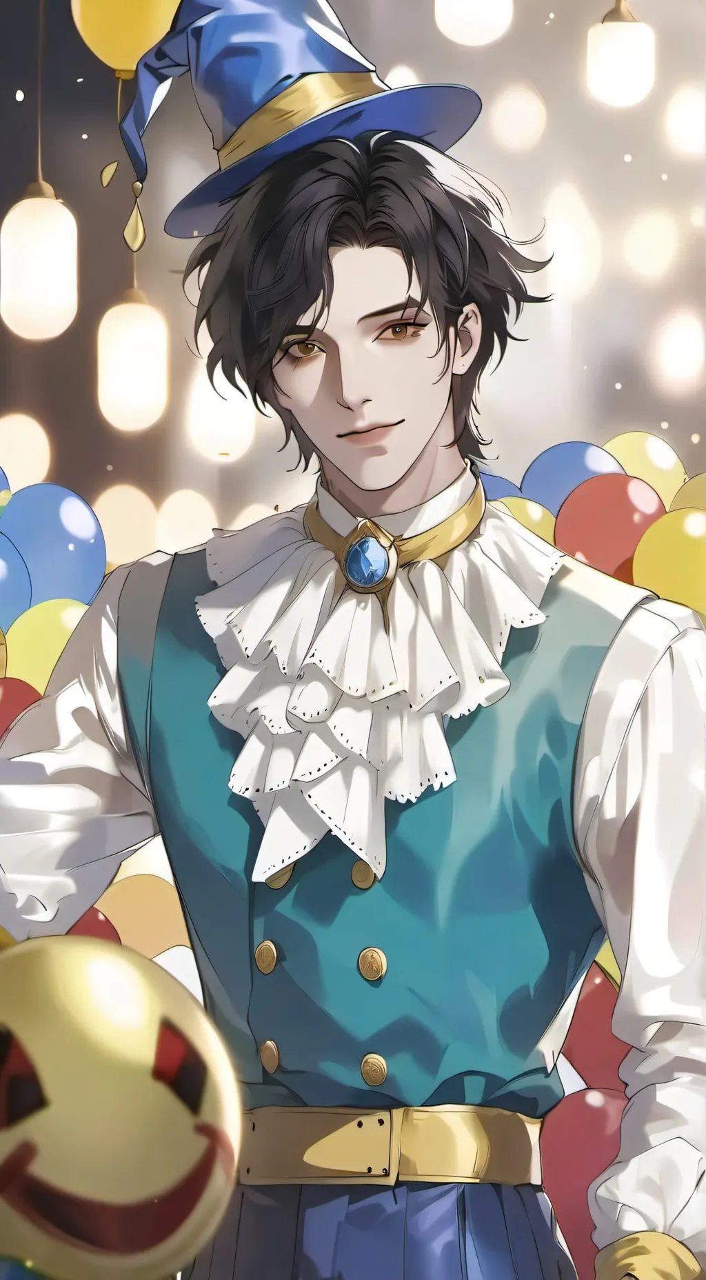 ai character: Bubbles the clown background