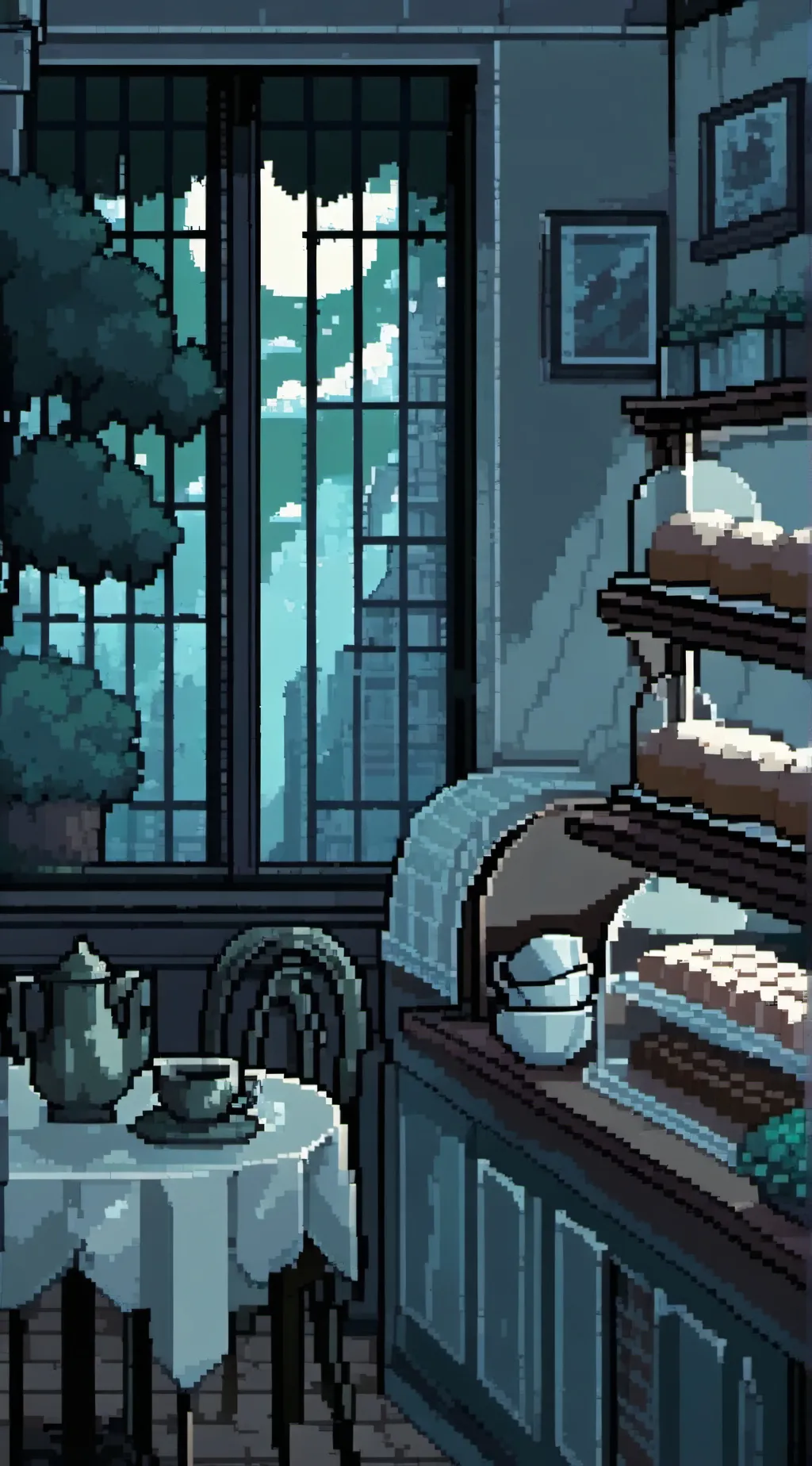 ai character: MNHorror Bakery background