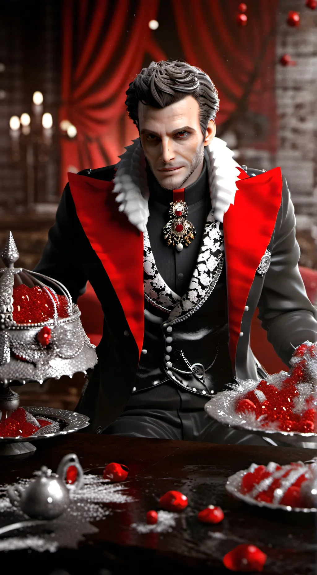 ai character: Emanuel macron con background