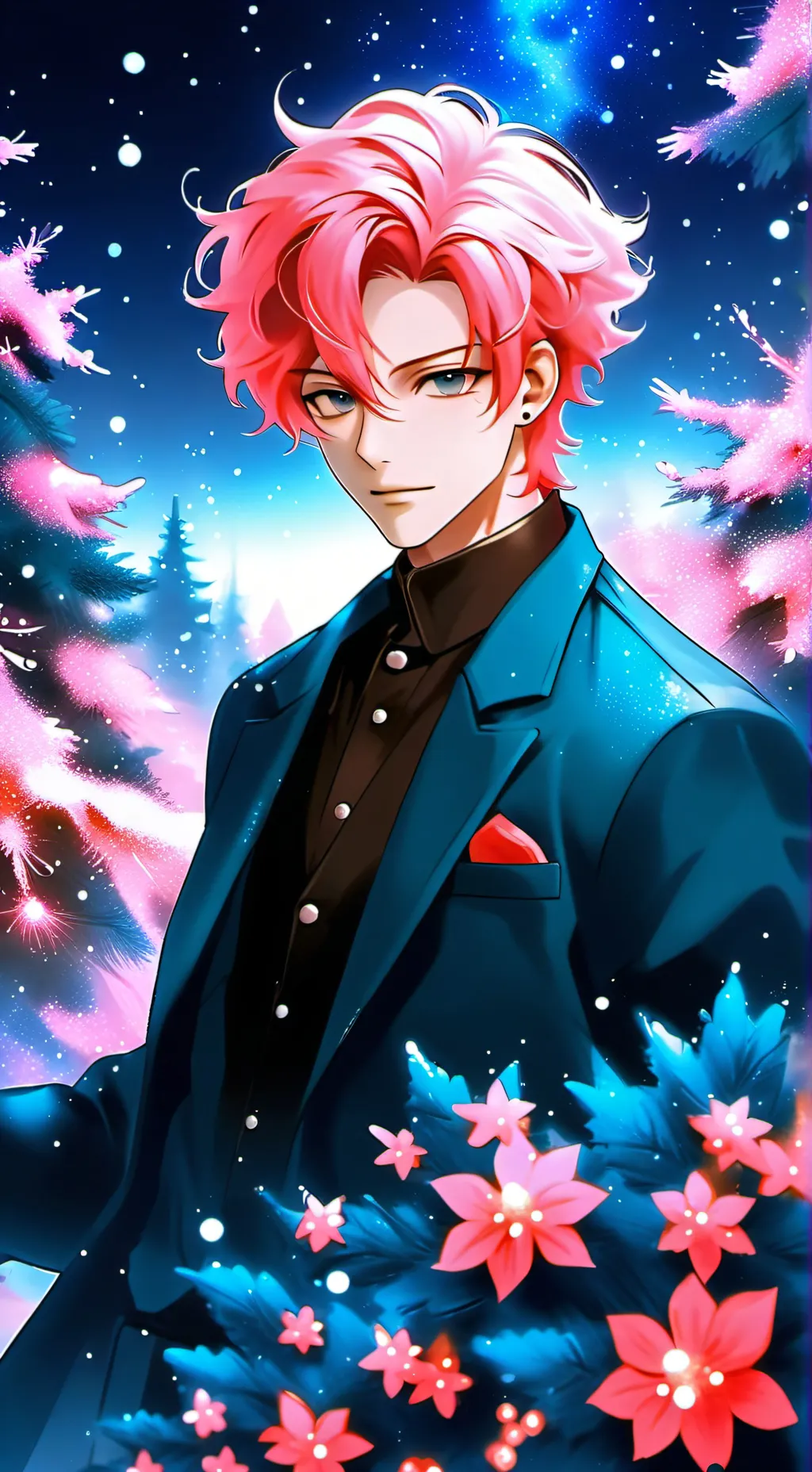 ai character: MHA Christmas background