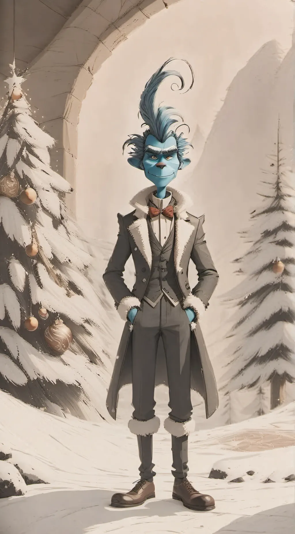 ai character: blue grinch background