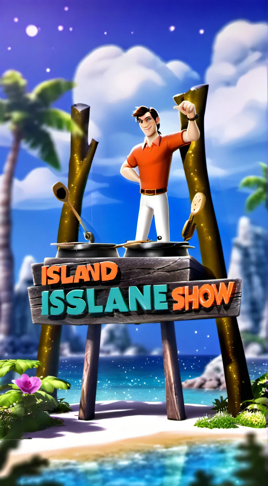 ai character: Island Game Show background