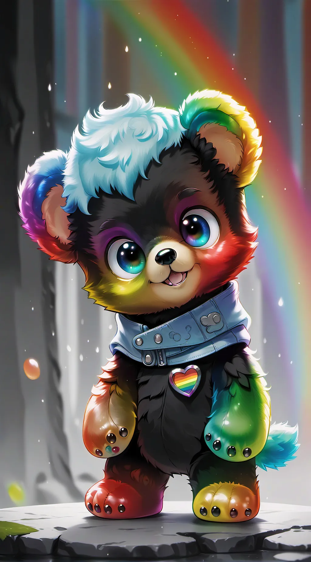 ai character: rainbow background