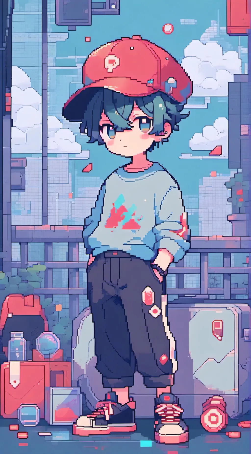 ai character: boyfriend pixel background