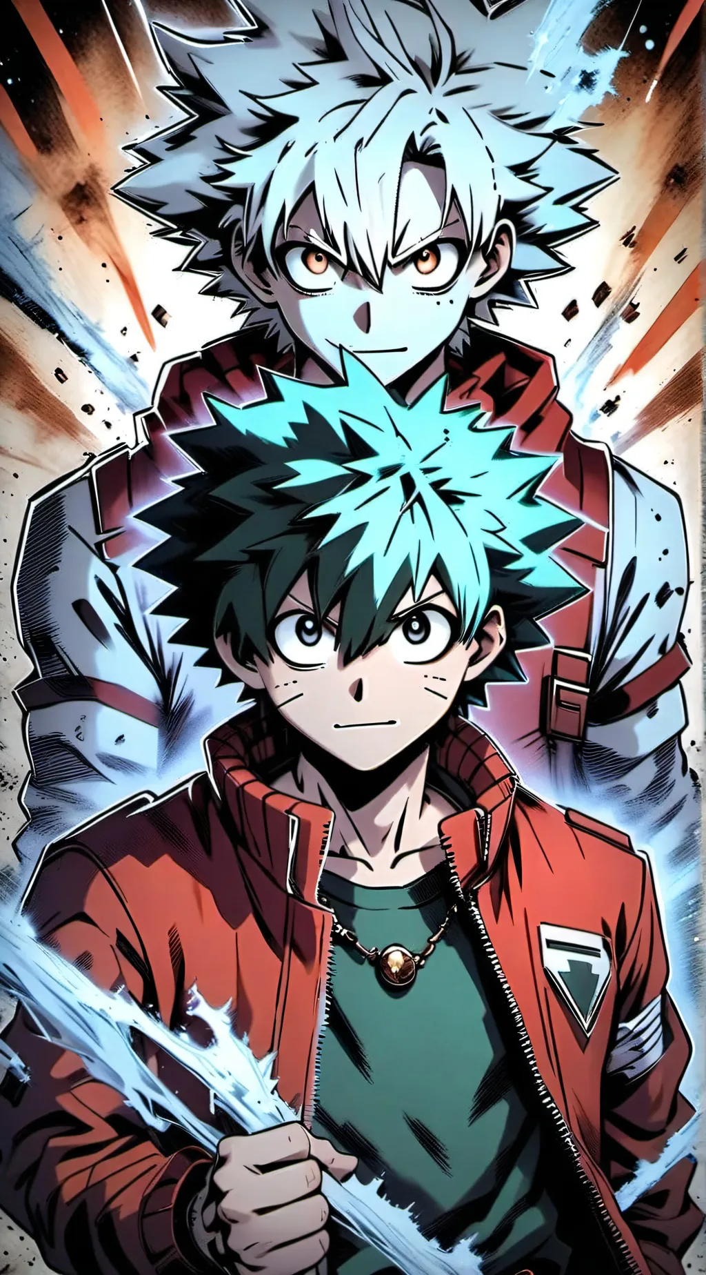 ai character: bakugo y deku  background
