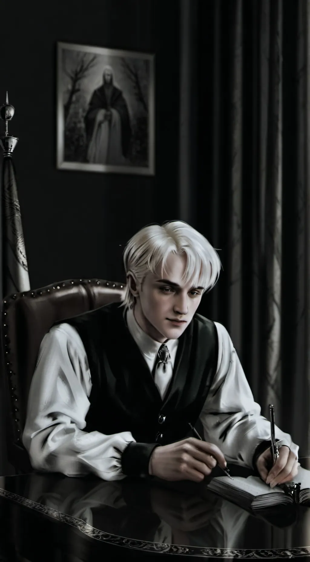 ai character: Draco Malfoy 🐍 background