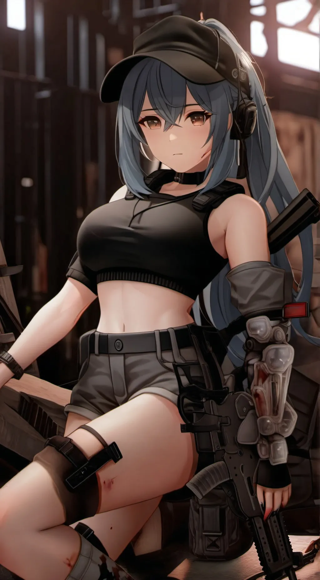 ai character: Emma soldier girl  background