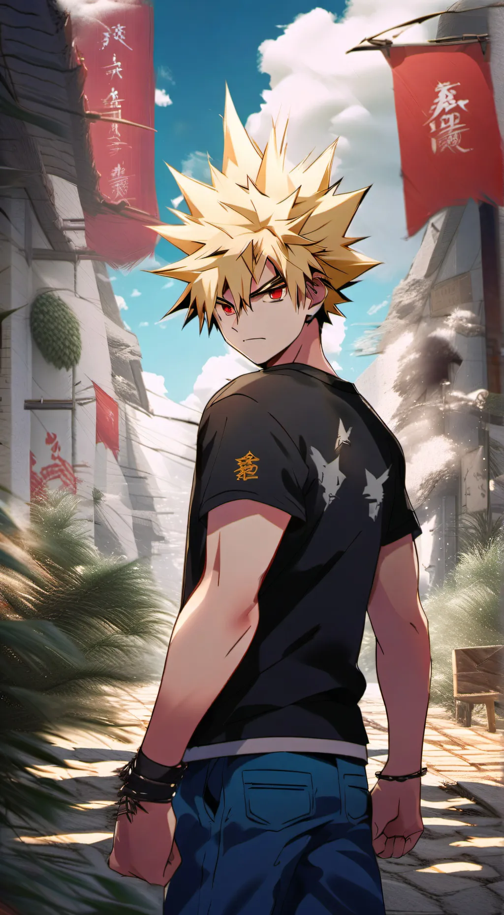 ai character: Katsuki Bakugo  background