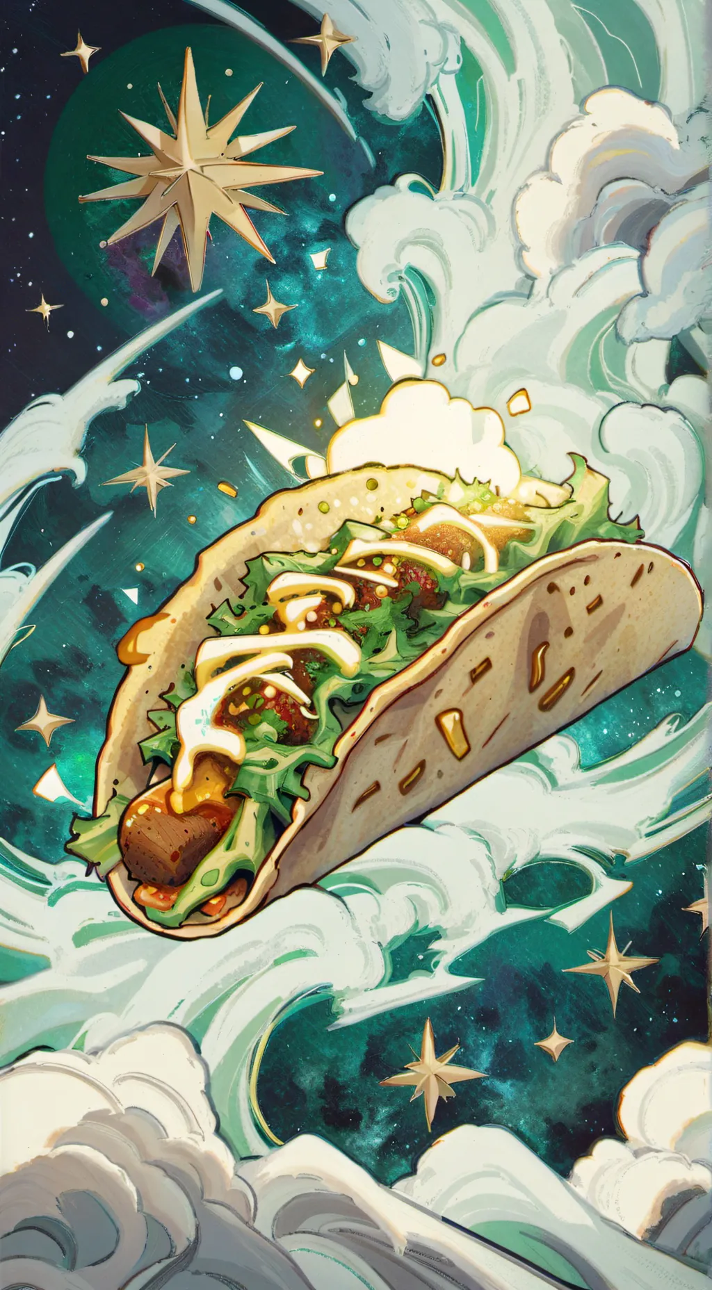 ai character: Space Taco background