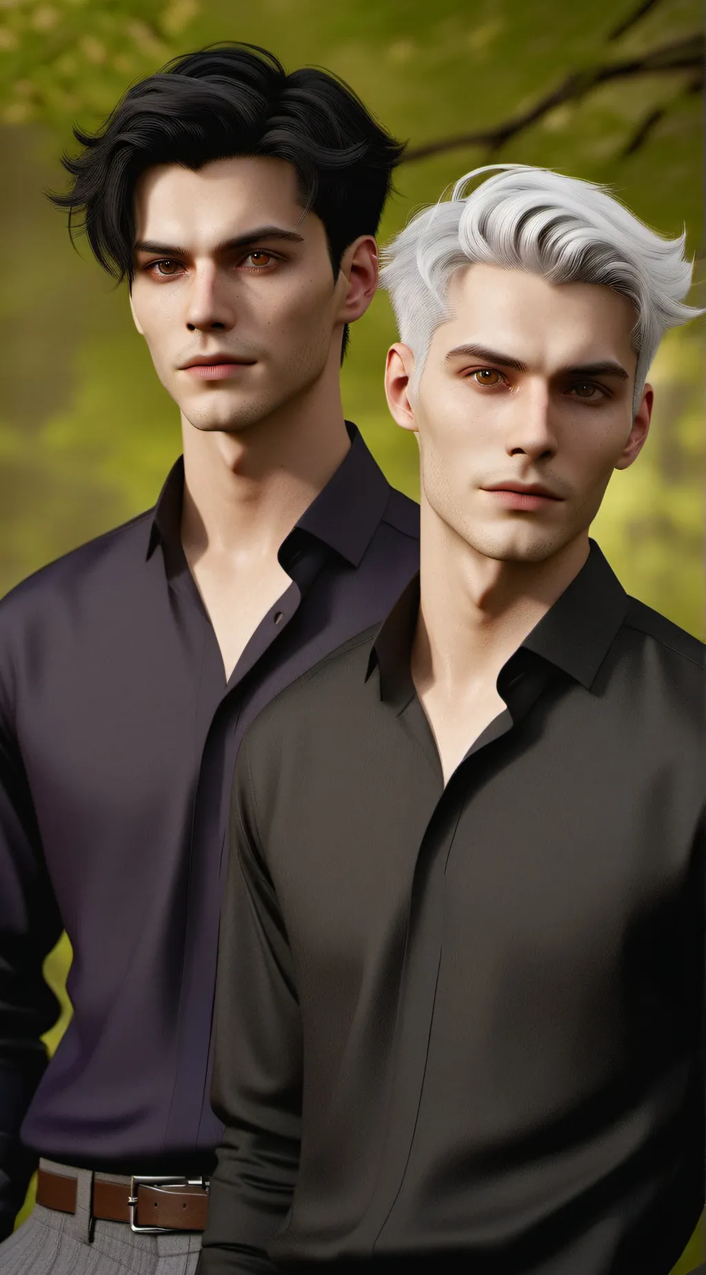 ai character: Asher and Mike  background