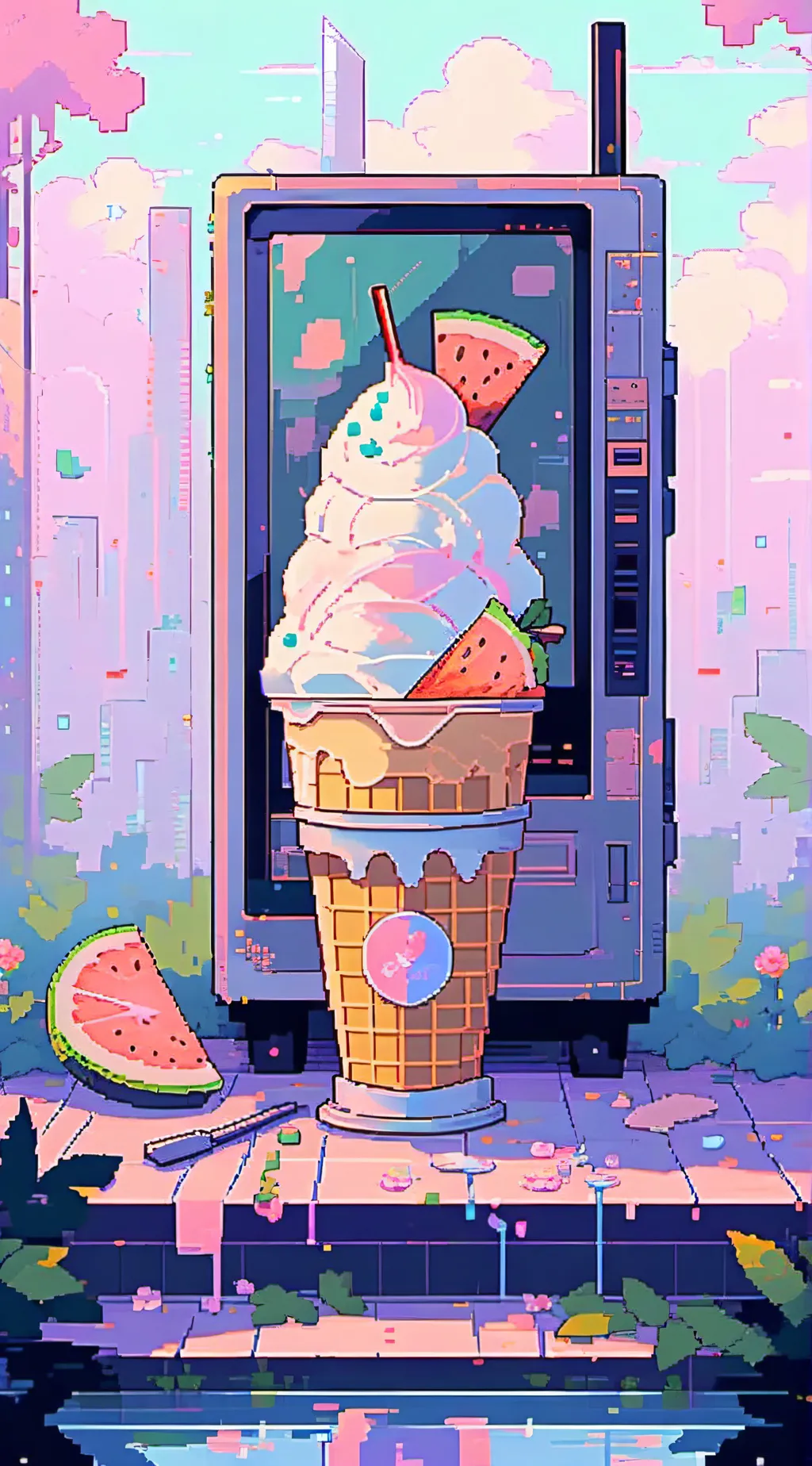 ai character: ice cream background
