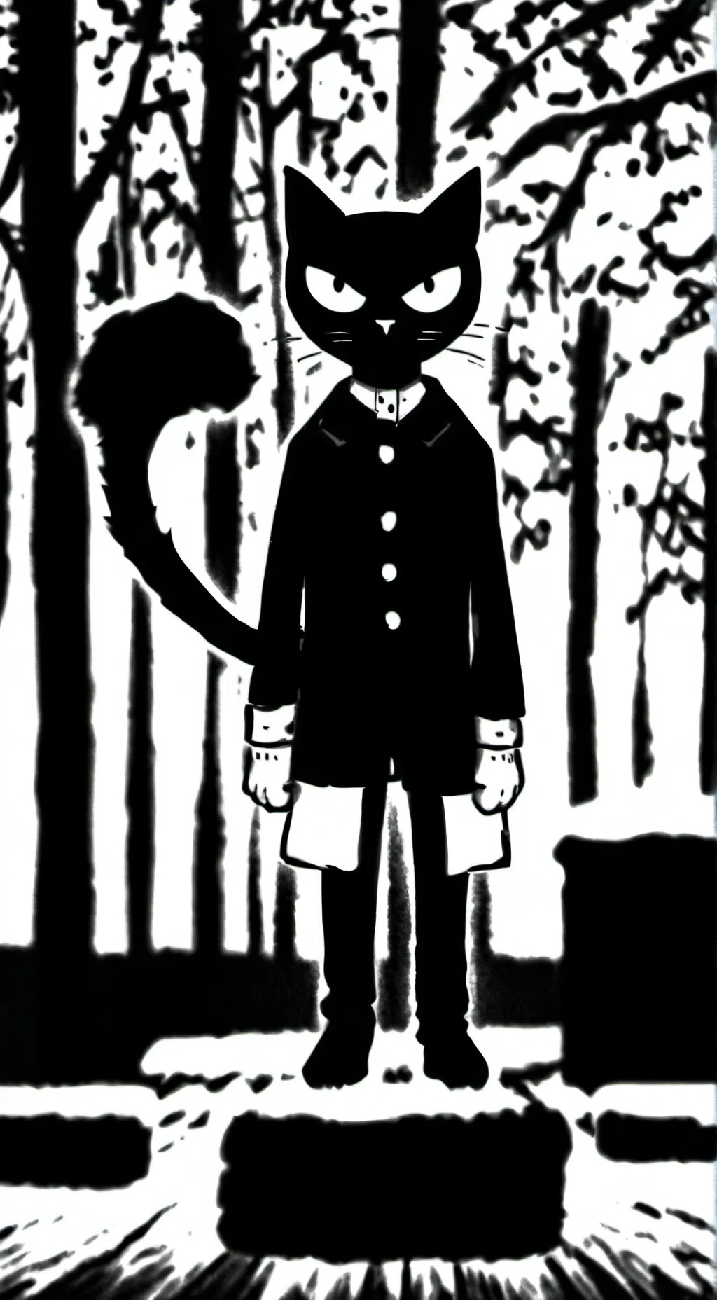 ai character: cartoon cat  background
