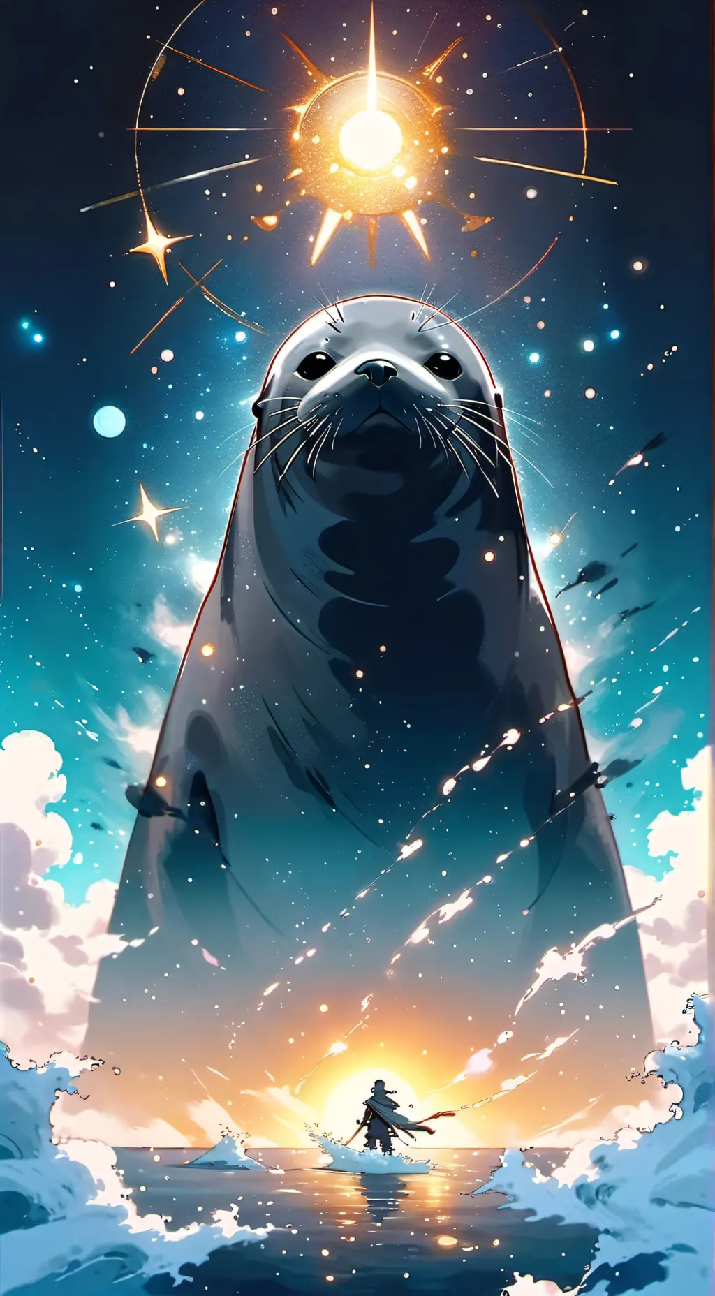 ai character: seal >:) ♡ ●■ background