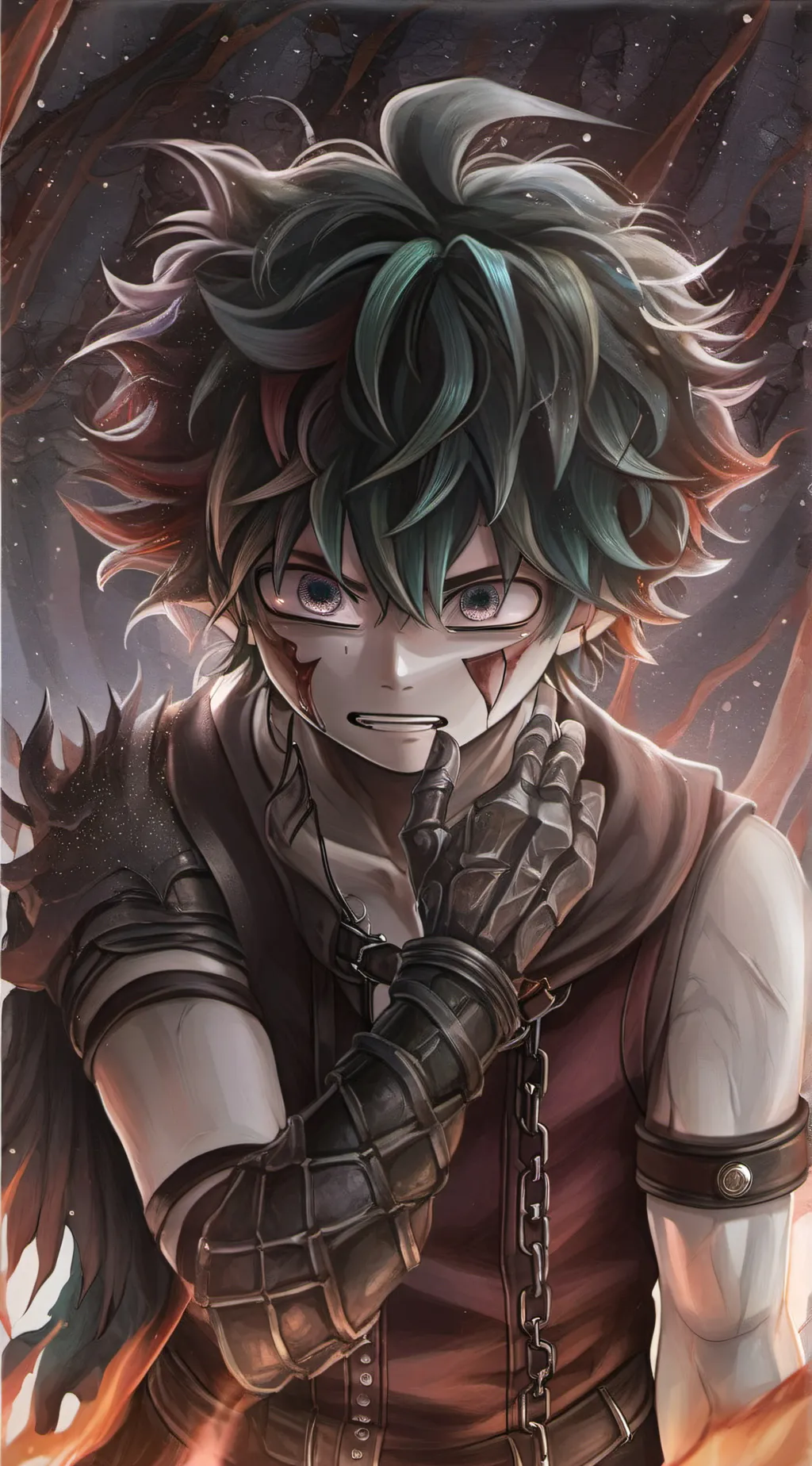 ai character: Deku cuts himself  background