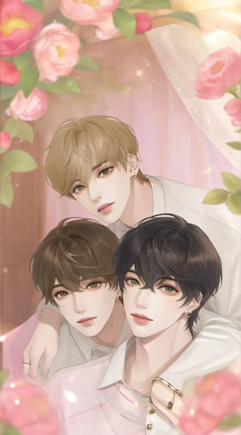 ai character: 3 boys  background