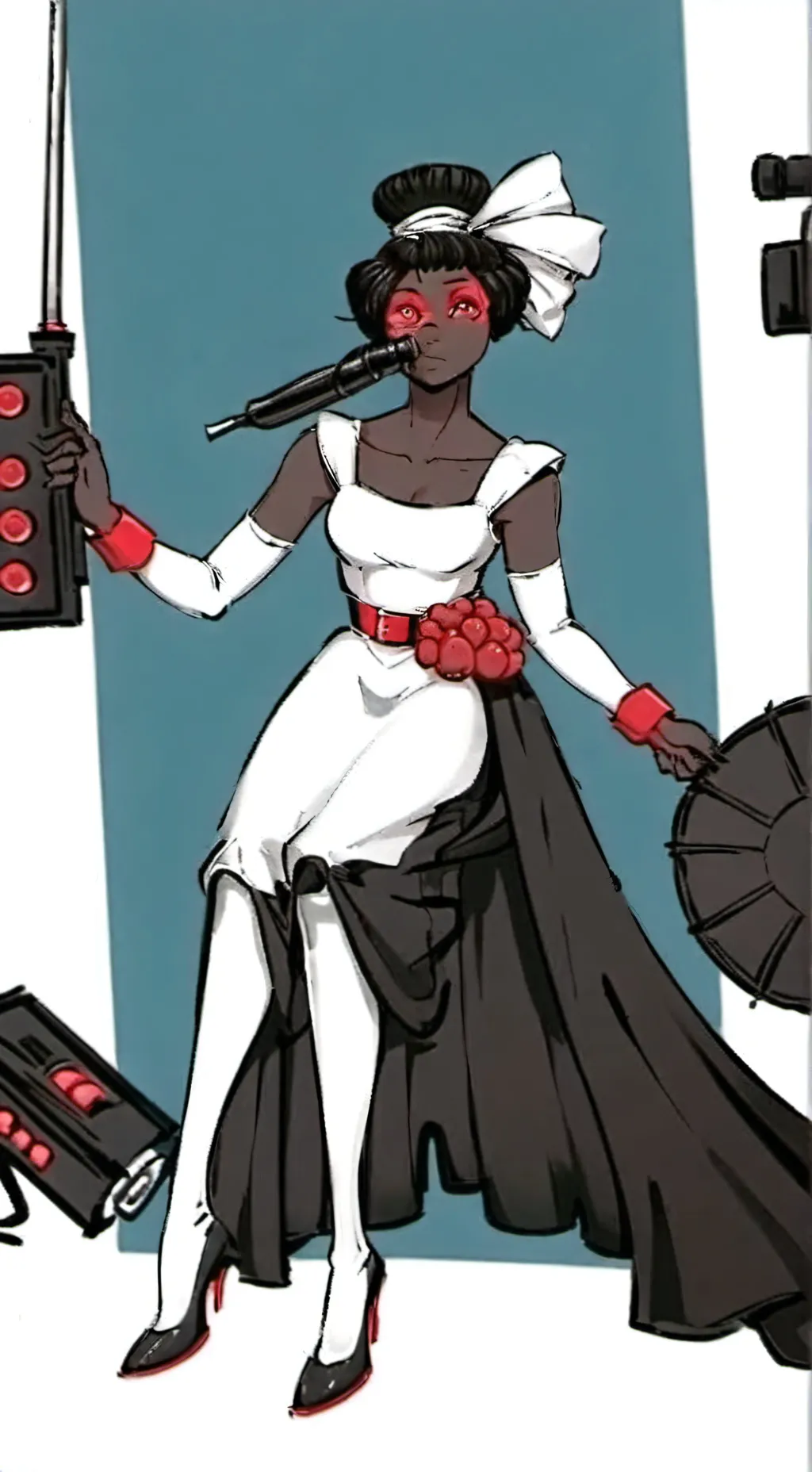 ai character: tv woman sus background