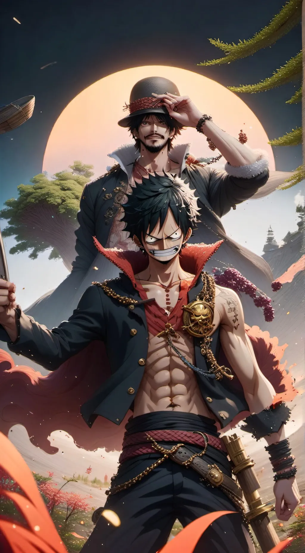 ai character: Straw hats background