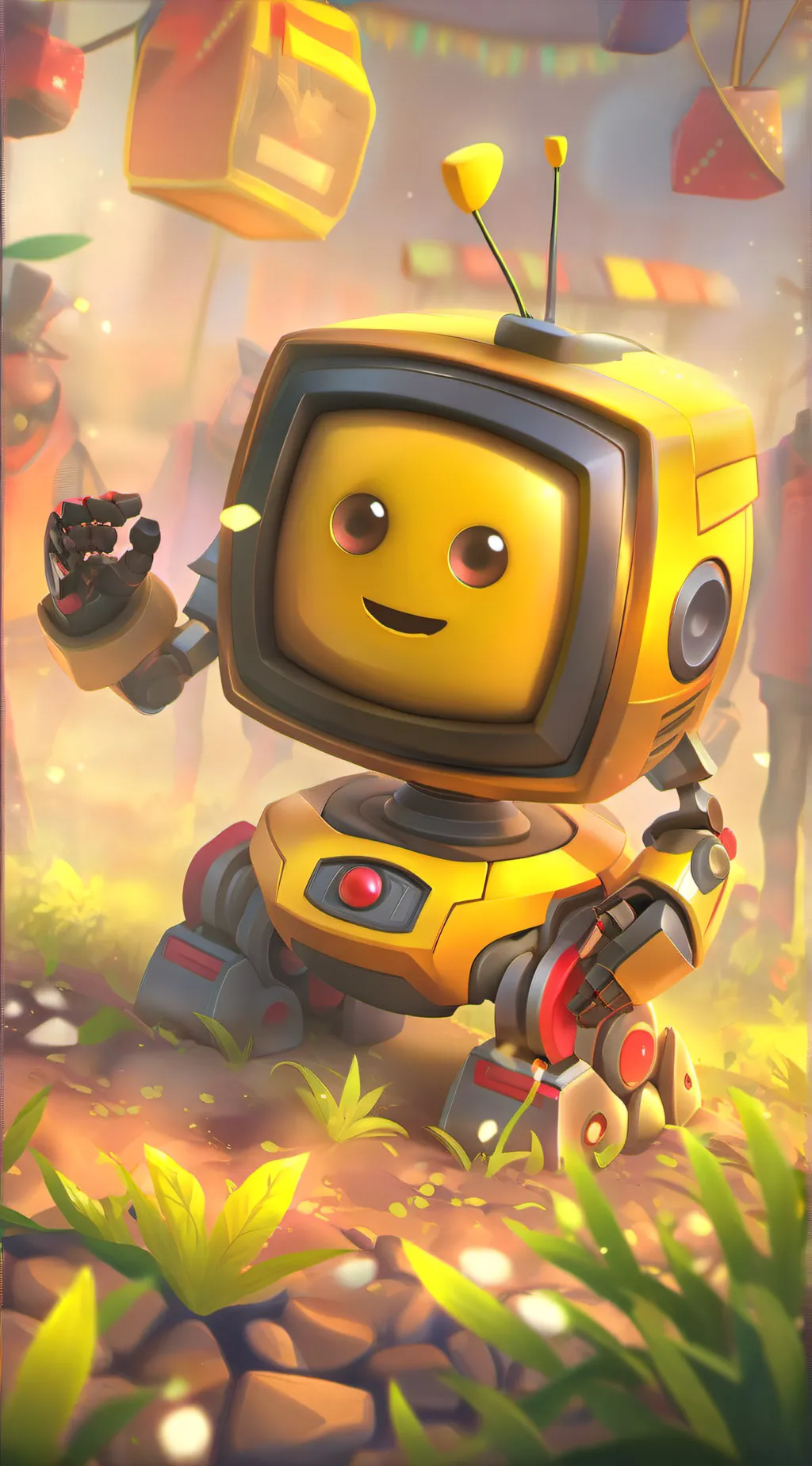 ai character: baby lazerbot  background