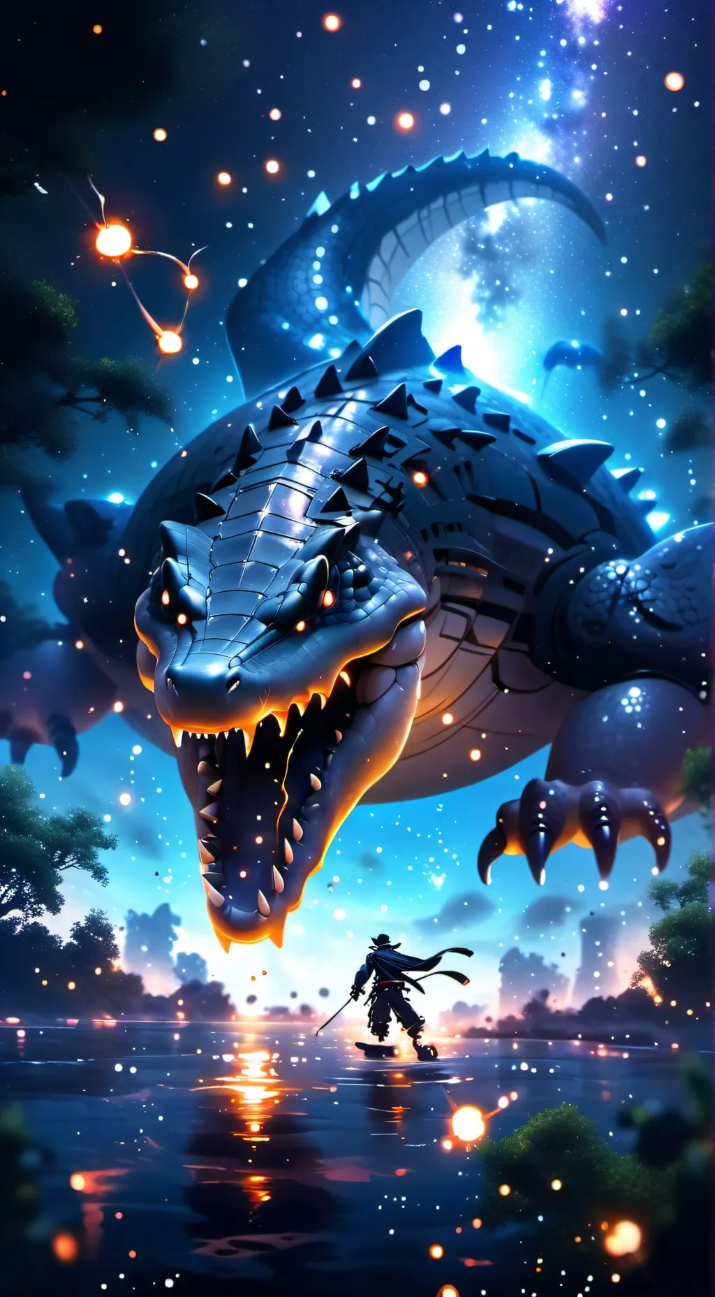 ai character: robot crocodile background