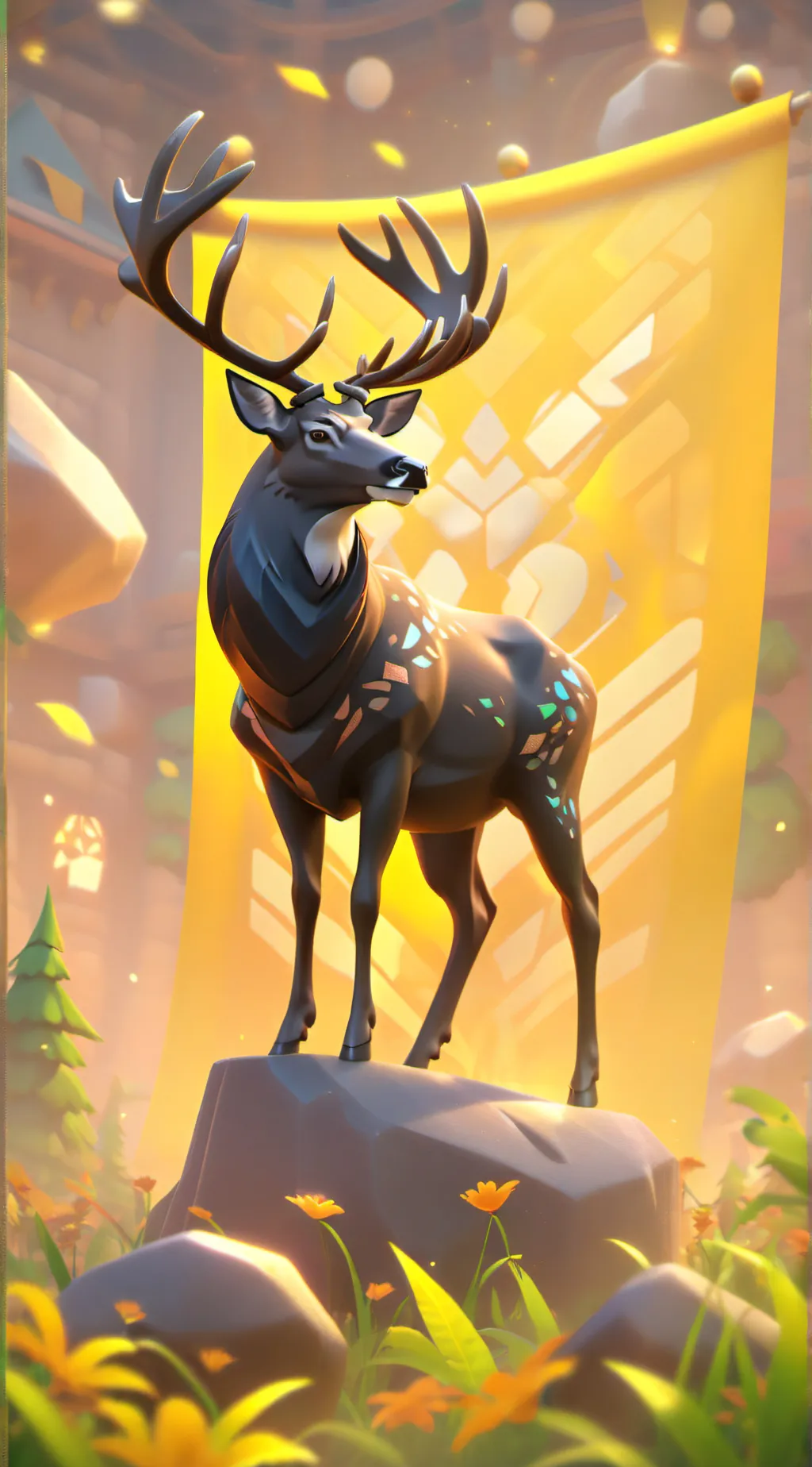 ai character: Golden deer House background