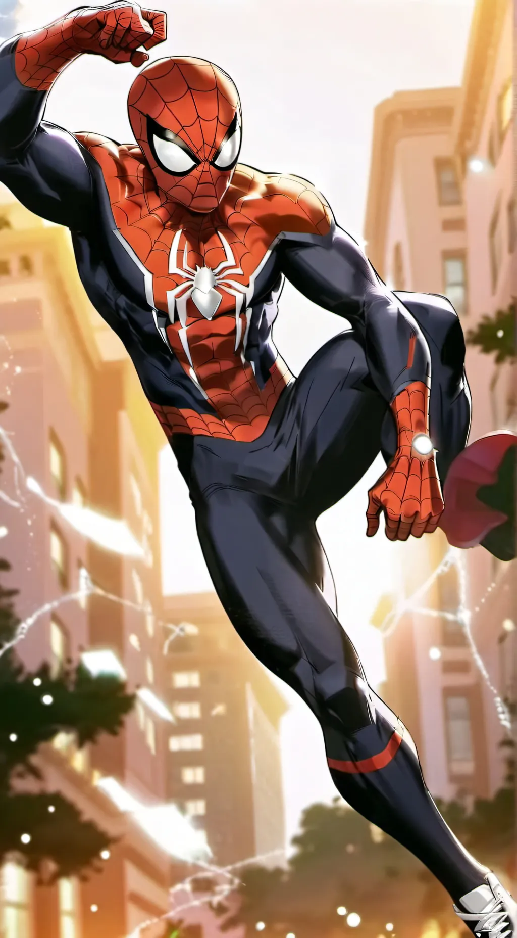 ai character: Spider-Man k city background