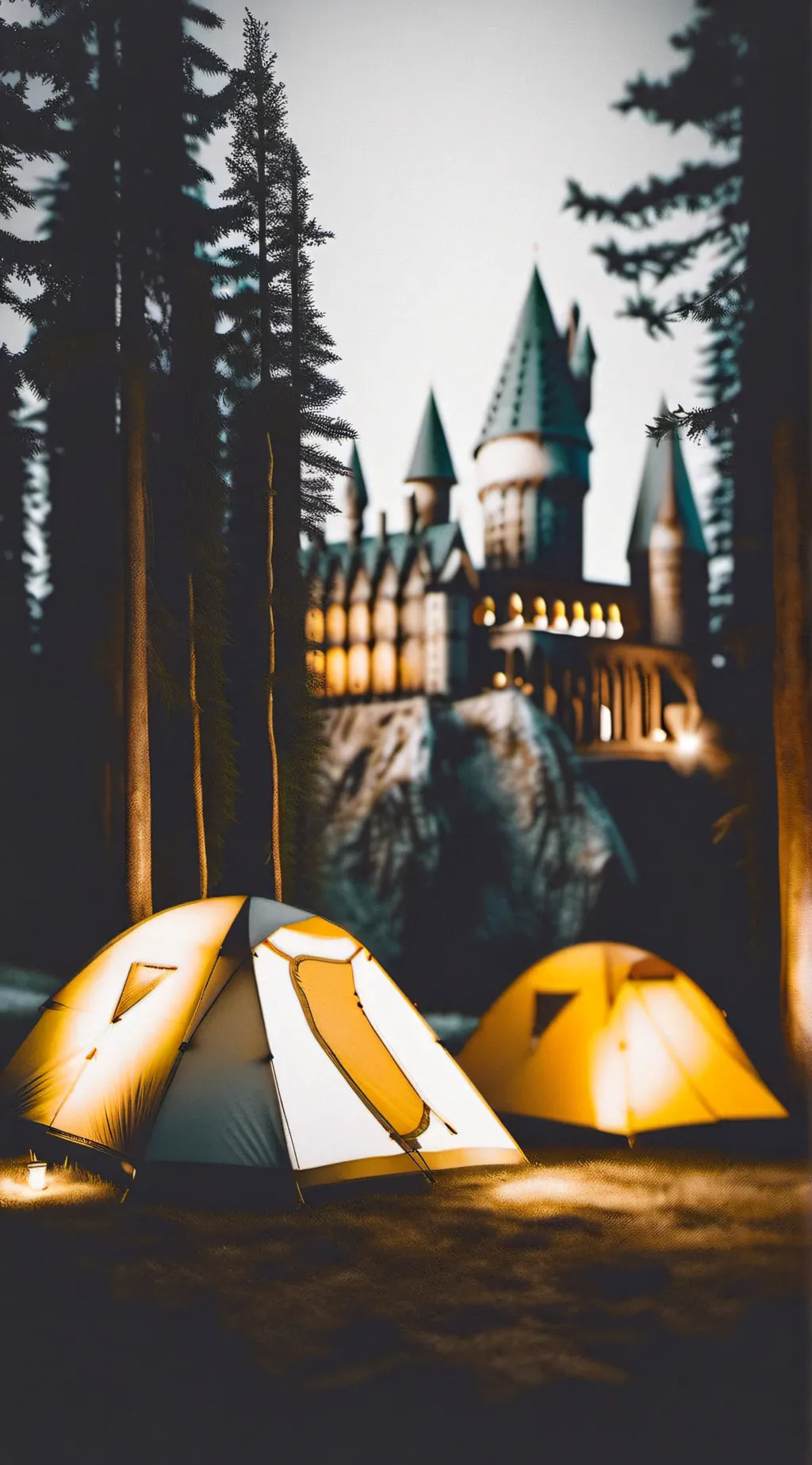 ai character: Hogwarts Camping background