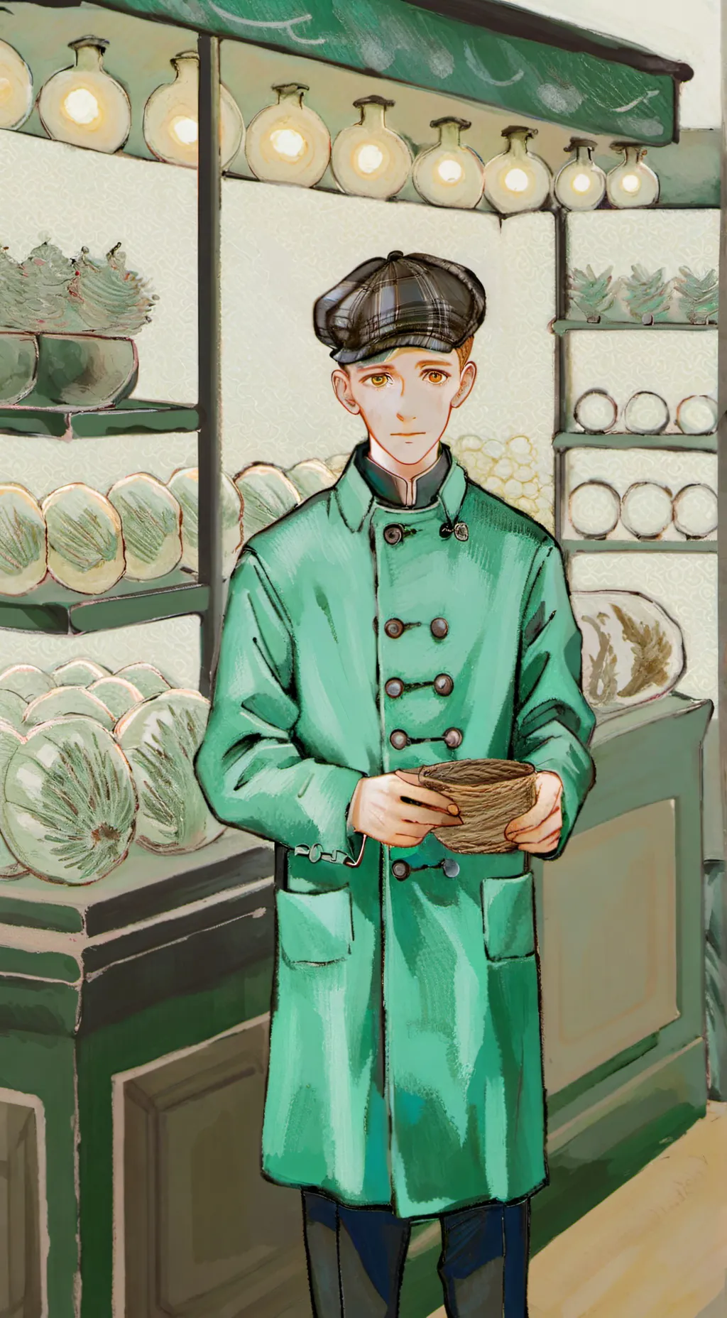 ai character: shopkeeper  background