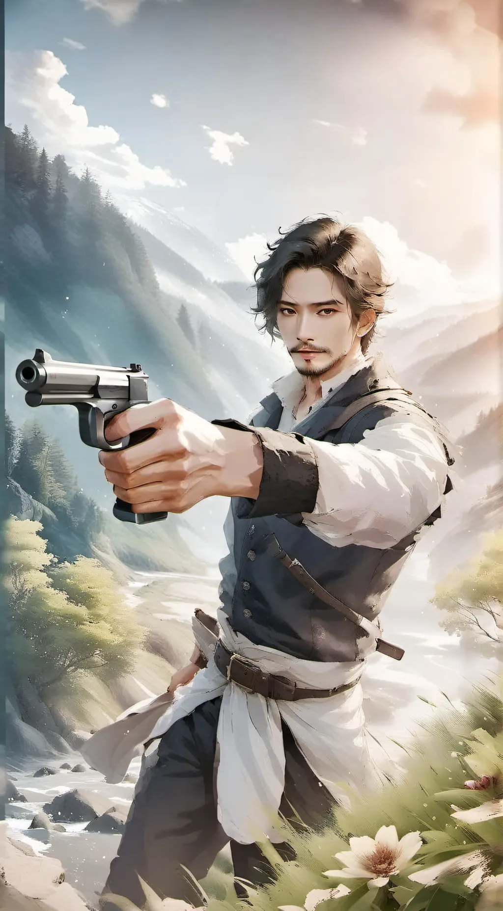 ai character: john bick head background