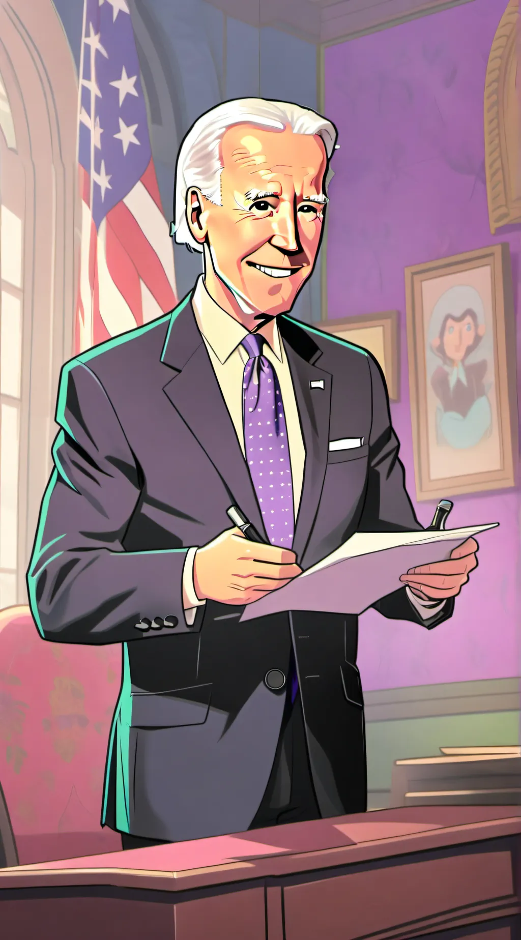 ai character: Joe Biden  background