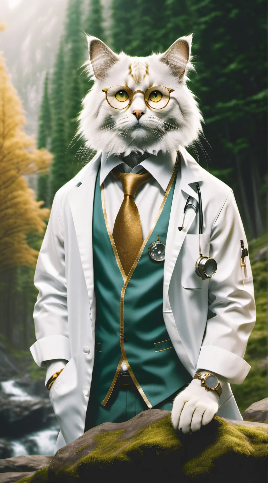 ai character: Cat scientist  background