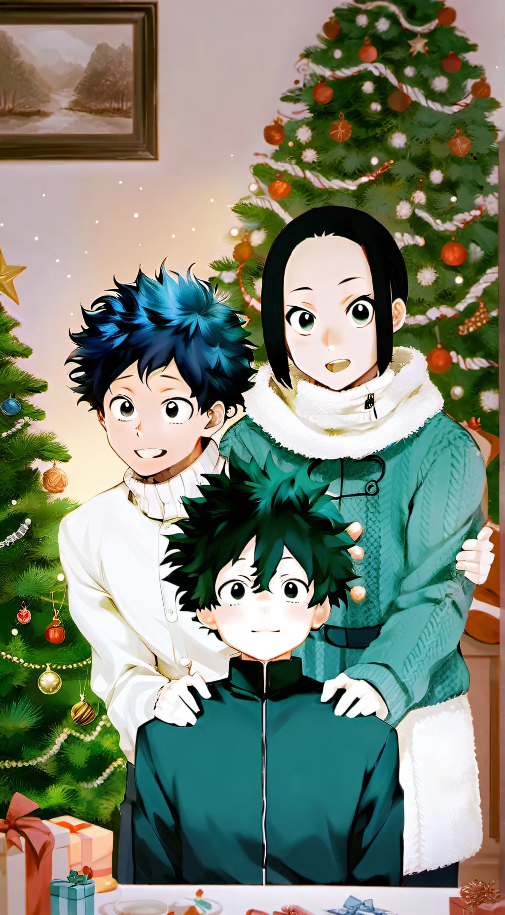 ai character: mha Christmas  background