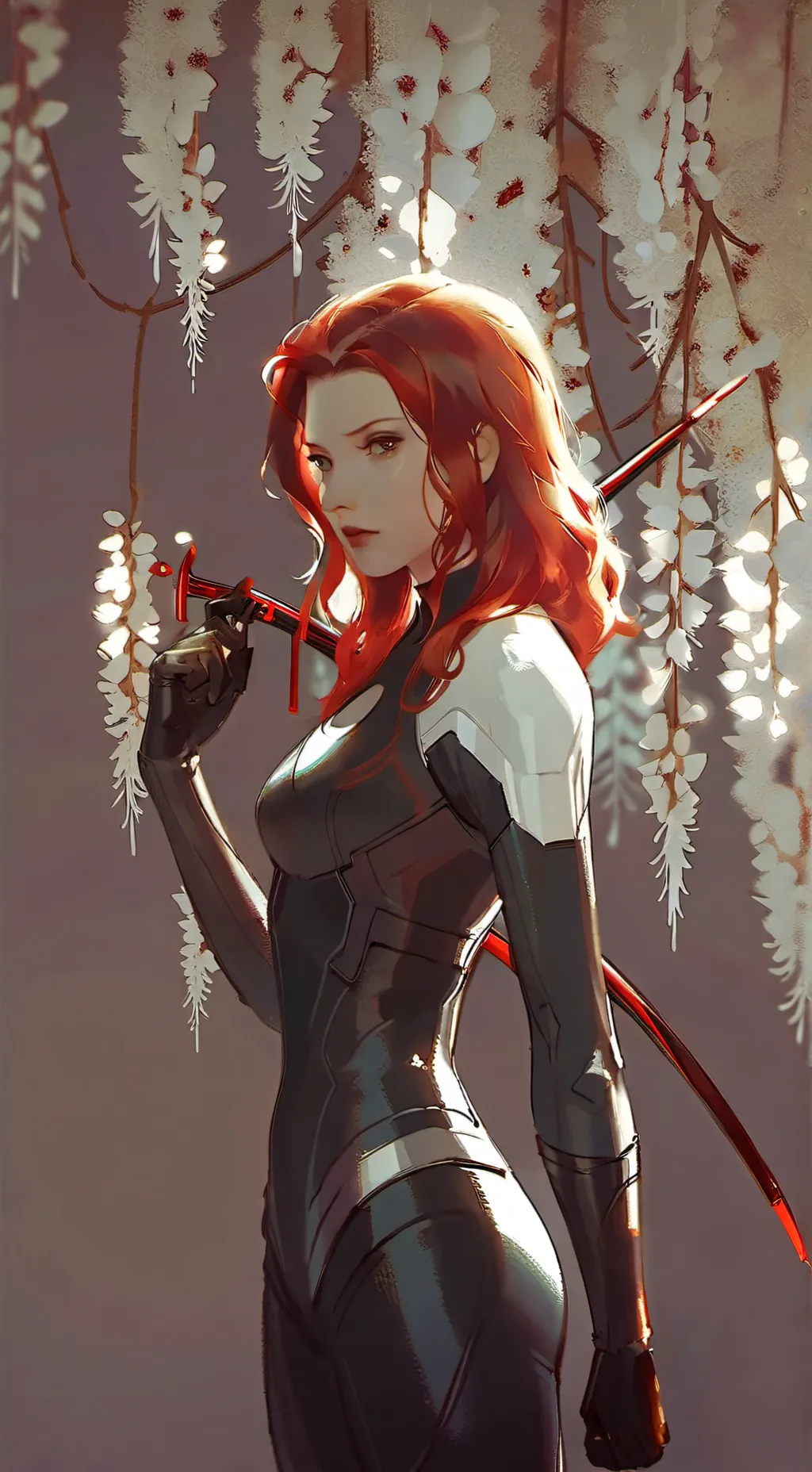 ai character: Black widow  background