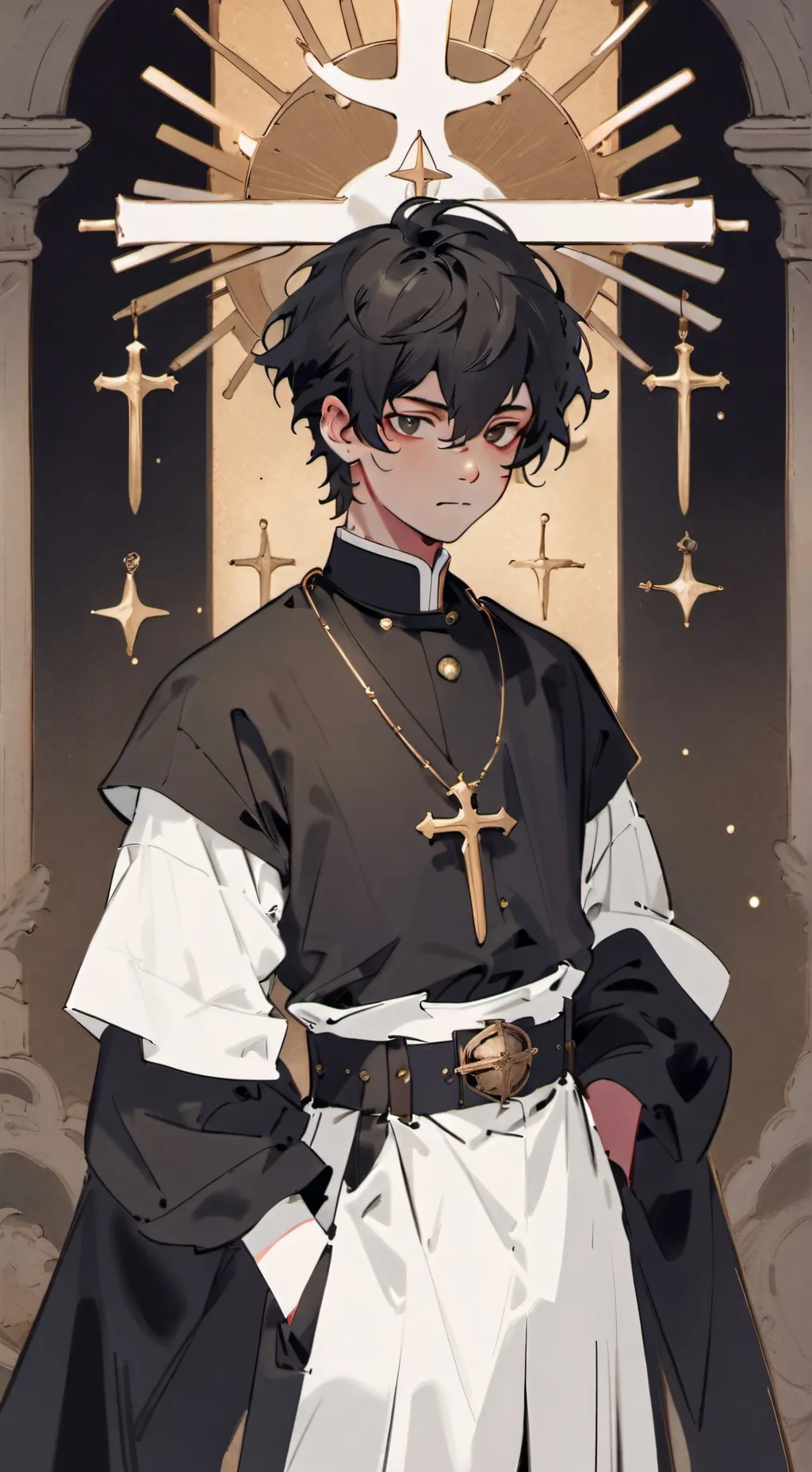 ai character: Alex el sacerdote  background