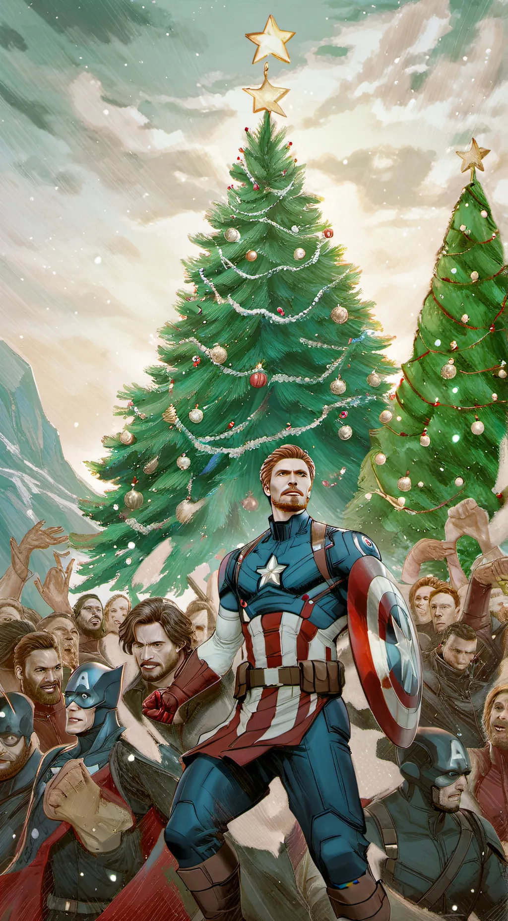 ai character: Avengers Christmas background