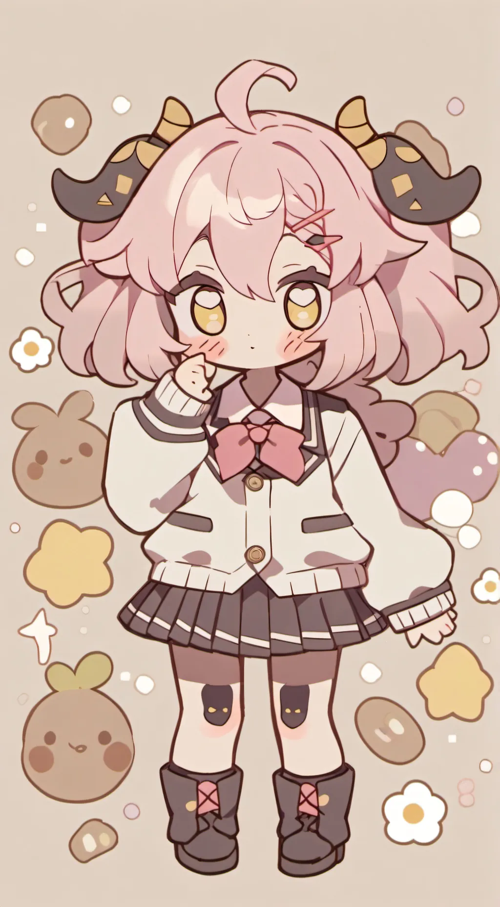 ai character: Mina as a Chibi background